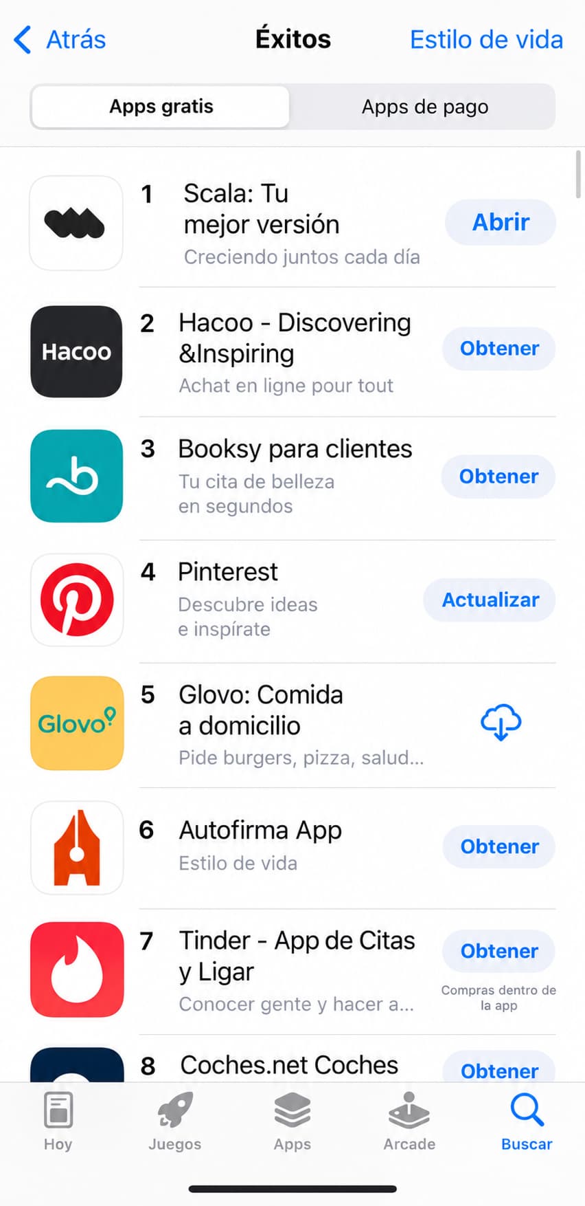 Scala en el puesto #1 de Estilo de vida en el App Store de España